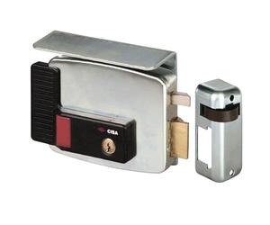 CISA - Cerradura eléctrica para aplicar 111731501 - Cerradura con cerrojo de mandas, techo protector y debajo de la boquilla - Entrada 50 con botón interno - mano derecha