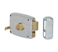 CISA - Cerradura para puertas de hierro para aplicar 15052170179 - Cerradura de acero galvanizado con cilindro y tirador de latón - Cerradura puerta exterior entrada 60 - Mano derecha aplicar