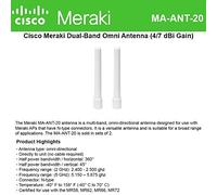 Cisco Meraki Dual-Band Omni Antena (4/7 dBi) para mr66 & mr72 puntos de acceso, 2-pack antena Kit