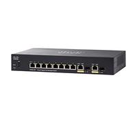 CISCO SG350-10P - Switch administrado con 10 Puertos Gigabit Ethernet (GbE) con 8 Puertos Gigabit Ethernet RJ45 y 2 Gigabit Ethernet Combo SFP más PoE de 62 W, protección Limitada de por Vida
