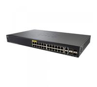 Cisco Interruptor administrado SG350-28P | 28 puertos Gigabit Ethernet | 24 puertos Gigabit Ethernet RJ45 | 2 ranuras SFP | 2 Gigabit Ethernet Combo | 195W PoE | Protección limitada de por vida (SG350-28P-K9-UK)