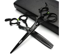 Ciseaux de coiffeur et de barbier avec motif dragon 440 C et ciseaux à effiler 2pcs(6 pulgadas 2 piezas-A)