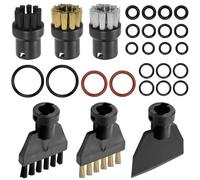 CiShow 6 accesorios de limpieza a vapor compatibles con Kärcher, cepillo redondo, cepillos planos de nailon y latón, limpiador de vapor de mano, cuchara de plástico, cepillo de alambre para muebles de