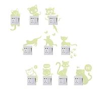Cisixin 10 Pcs Pegatina Pared, Pegatinas para Interruptores, Creativo Luminosa Pegatina Pared Gato Fluorescente, Pegatinas de Techo decoración de habitación