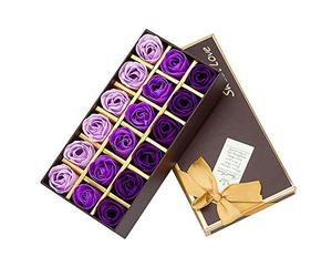 Cisixin 18 Piezas Rose Jabones Perfumados en Caja de Regalo (Púrpura)