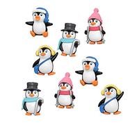 Cisixin 8Pcs Figuras de Pingüino en Miniatura, Mini Animales Kit de Adorno, Decoración de Escritorio Pingüinos Modelo de Juguete Decoración, Decoración Hoga