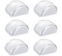 Cisixin Paquete de 6 topes de puerta montados de media luna, protector de pared, transparente, autoadhesivo, para puerta de vidrio de suelo duro