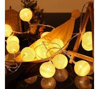 Ciskotu 3,8M Guirnalda Luces Interior, 20 Bolas de Algodón con ENCHUFE Resistente al agua IP44, Luz LED para Habitación Mesa Estante Patio Cafetería Fiesta Boda