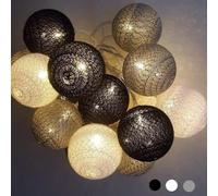 Ciskotu Guirnalda Luces Interior 20 Bolas de Algodón Batería, 3,3 m Luz Led para Habitación Mesa Estante Patio Cafetería Fiesta Boda