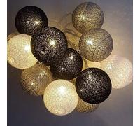 Ciskotu Guirnaldas luminosas con batería, guirnalda luminosa de 3,8 m con 20 LED, bolas de algodón para habitaciones infantiles, fiestas navideñas, jardines y terrazas.
