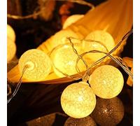 Ciskotu Luces de Bola de Algodón, 20 Cadena de Luces de Algodón LED Decoración Romántica para Bodas Fiestas Jardines Navidad