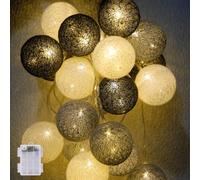 Ciskotu Luces de Bola de Algodón, 20 Cadena de Luces de Algodón LED Decoración Romántica para Bodas Fiestas Jardines Navidad