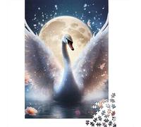 Cisne alas Puzzle 1000 Piezas Escena Luna fantasía Cartón Grueso Adultos Antiestrés para Regalo Portátil 52x38cm/1000pcs