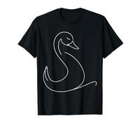 Cisne Arte Lineal Observador de Aves Camiseta gráfica económica, Hombre, Negro, XL