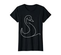 Cisne Arte Lineal Observador de Aves Camiseta gráfica económica, Mujer, Negro, M