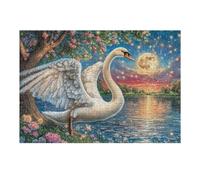 Cisne bajo el Cielo Nocturno Estrellado Puzzles 300 Piezas Obra De Arte Decorativa Premium Rompecabezas Familiar para Adultos DIY Creativo Aliviar Estrés Portátil 300 PCS