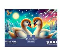Cisne bajo la Lunas Puzzle 1000 Piezas Multicolor De Alta Definición Juego De Habilidad Regalo para Niños para Adultos Y Niños Mayores 38x26cm/1000pcs