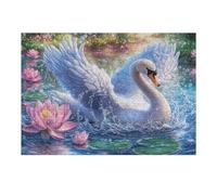 Cisne Blanco en el Estanque de Loto Rompecabezas 300 Piezas Cartón para Mayores Terapia Ocupacional Regalo Corporativo Garantía Satisfacción Regalo Reyes Magos 300 PCS