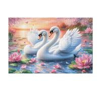Cisne Blanco en los Nenúfaress Rompecabezas 1000 Piezas Cartón Resistente para Mayores Desarrollo Lógica Entretenimiento Toda La Familia Decoración Salón Reyes Magos 1000 PCS
