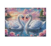 Cisne Blanco Entre los Cerezos en Flor Rompecabezas 300 Piezas Cartón para Adultos Y Adolescentes Colección Rompecabezas Decoración Dormitorio Pieza Decorativa Casa 300 PCS