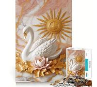 Cisne Blanco (u Sun Decor) Rompecabezas 1000 Juego de concentración Mental Diseño de Ajuste Huecos Desafío Cerebral Interactivo para el hogar (50x75cm)