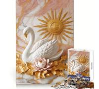 Cisne Blanco ﹨u Sun Decor Rompecabezas de 1000 Piezas para Adolescentes Agilidad Mental Pasatiempo Acogedor Unión Segura Ideal (50x75cm)