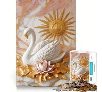 Cisne Blanco (u Sun Decor) Rompecabezas de 1000 Piezas para Adolescentes Juego para estimular la Mente Ensamblaje Firme y Seguro Actividad Nocturna Divertida para Toda la Familia (38x52cm)