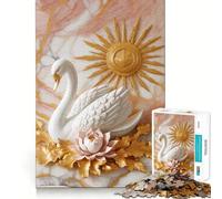 Cisne Blanco ﹨u Sun Decor Rompecabezas de 1000 Piezas para Adolescentes Tren de Memoria Divertido Conexión Limpia y sin Fisuras Actividad grupal Relajante para Interiores (38x26cm)