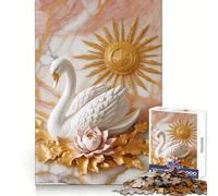 Cisne Blanco ﹨u Sun Decor Rompecabezas de 1000 Piezas Pensamiento Claro Distracción Suave Bordes precisos Regalo significativo (38x26cm)