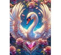 Cisne con Alas de Ángel And A Heart Puzzle 1000 Piezas Cartón Grueso Para Adolescentes Mascota de Vida Silvestre Cute Mejora Coordinación Ojo-Mano Actividad Compartir Familia Pieza Colección Navidad 1