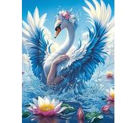 Cisne con Alas de Ángel in A Lotus Pond Puzzle 300 Piezas Cartón Blanco Premium para Coleccionistas Planta de Vida Silvestre Entrenamiento Memoria Juego Compartir Colección Rompecabezas 300 PCS