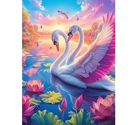 Cisne con Alas de Ángel in A Magical Lake Rompecabezas 1000 Piezas Cartón Grueso Para Parejas Mascota de Vida Silvestre Desarrollo Habilidades Actividad Familiar Educativa Decoración Dormitorio 1000 P