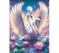 Cisne con Alas de Ángel Under The Moon Puzzle 1000 Piezas Cartón Blanco Premium Para Coleccionistas Mascota de Vida Silvestre Toda La Familia Compatible Marco Estándar Decoración Hogar Regalo Creativo