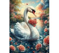 Cisne con una Rosa en un Estanque de Loto Rompecabezas 300 Piezas Cartón para Adultos Sueño Mágico de Ciencia Ficción Estimulación Cognitiva Juego Familiar Decoración Mural Regalo De San Valentín 300