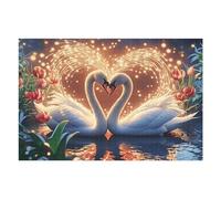 Cisne corazón Puzzle 1000 Piezas Cartón Blanco Premium para Expertos Fauna Silvestre Actividad Compartir Familia Desarrollo Cognitivo Garantía Satisfacción 1000 PCS