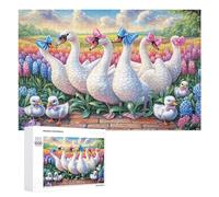 Cisne en el Estanque de Flores al Atardecer Puzzle 1000 Piezas para Adultos Actividad De Puzzle Desafío Lógico Regalo para Amantes De Puzzles 1000 PCS