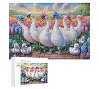 Cisne en el Estanque de Flores al Atardecer Puzzle 300 Piezas para Parejas Ocio En El Hogar Resolución Conjunta Regalo para Boda 300 PCS