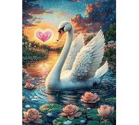 Cisne en un Estanque de Loto con un corazón Puzzle 300 Piezas Papel Mayores Vida Silvestre y Mascotas Terapia Ocupacional Entretenimiento Sin Pantalla para Navidad Regalo Original 30