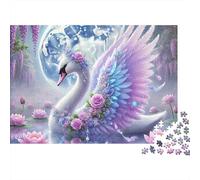 Cisne Fantasía Guirnalda Floral Puzzle de 1000 Piezas Puzzle para Adultos Escena Nocturna Relajación Decoración Hogar 52x38cm/1000pcs