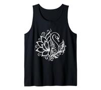 Cisne Floral Medio Loto Tribal Blanco Ornamental Polinesio Camiseta sin Mangas