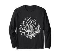 Cisne Floral Medio Loto Tribal Blanco Ornamental Polinesio Manga Larga