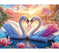 Cisne Heart Rompecabezas 1000 Piezas Cartón para Principiantes Vida Silvestre Vacaciones Y Fines De Semana Hobby Y Ocio Calidad Profesional Regalo Cumpleaños 1000 PCS/75x50cm