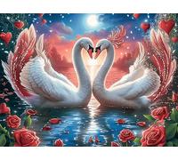 Cisne Heart Rompecabezas 300 Piezas Cartón para Principiantes Mascota Animal Juego Familiar Ejercita La Mente Garantía Reposición Piezas 300 PCS/40x28cm