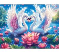Cisne Heart Rompecabezas 500 Piezas Cartón para Toda La Familia Mascota Animal Tiempo Libre Entretenimiento Sin Pantalla 500 PCS/52×38cm