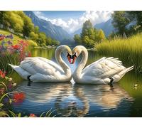 Cisne Lake Puzzle 500 Piezas Cartón Blanco Premium para Expertos Mascota Animal Tiempo Ocio En Casa Relajación Mental para Enmarcar 500 PCS/52×38cm