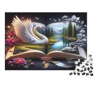 Cisne Libro de Cuentos Puzzle de 1000 Piezas Papel para Adultos Escena de Lago de Ensueño Juego de Puzzle 1000 Piezas Relajación Decoración Hogar Regalo 70x50cm/1000pcs