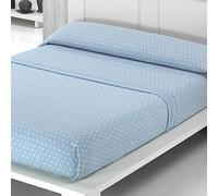 Cisne Rojo Juego de Sabanas Pirineo. Juego de Sabanas Invierno. Sabanas Estampadas Calentitas Invierno Calidad Diseño. Modelo Abril. Color Celeste Cama 180 cm