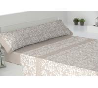 Cisne Rojo Juego Sábanas Poliéster Algodón para Cama 105 cm. Color Beige. Modelo Jara. (200055-105-BG)