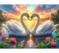 Cisne Rompecabezas 1000 Piezas Cartón Grueso para Mayores Vida Silvestre Noches Juegos Familiares Estimulación Mental Regalo San Valentín 1000 PCS/75x50cm
