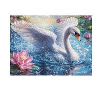 Cisne Volador sobre el Estanque de Loto Rompecabezas 500 Piezas Cartón Grueso para Parejas Estimulación Mental Actividad Días Libres Decoración Hogar 500 PCS